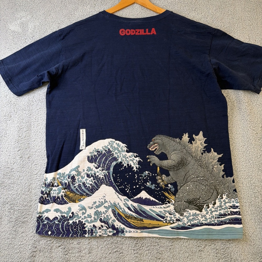 Godzilla T Shirt 4XL Blue Double Sided Japanese Amazing brilliant Art Print